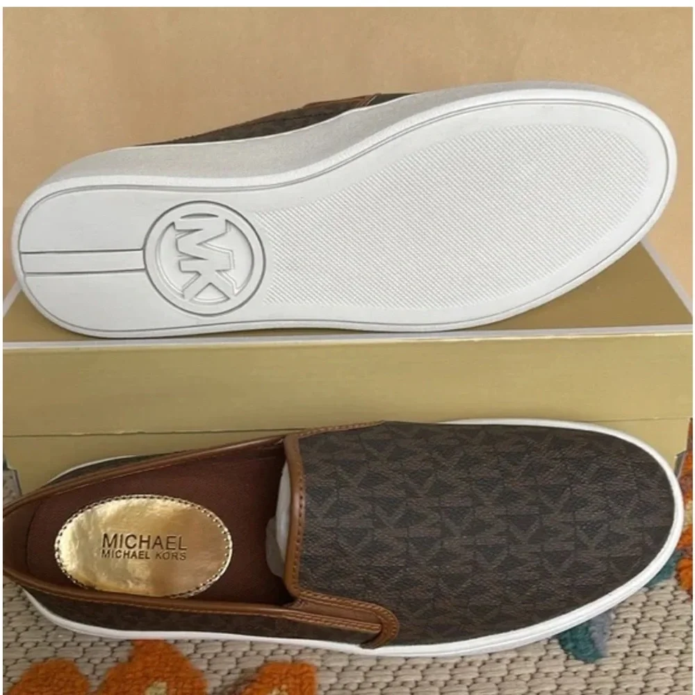 Michael Kors Brown Logo Slip-On Shoes - Picture 2 of 3